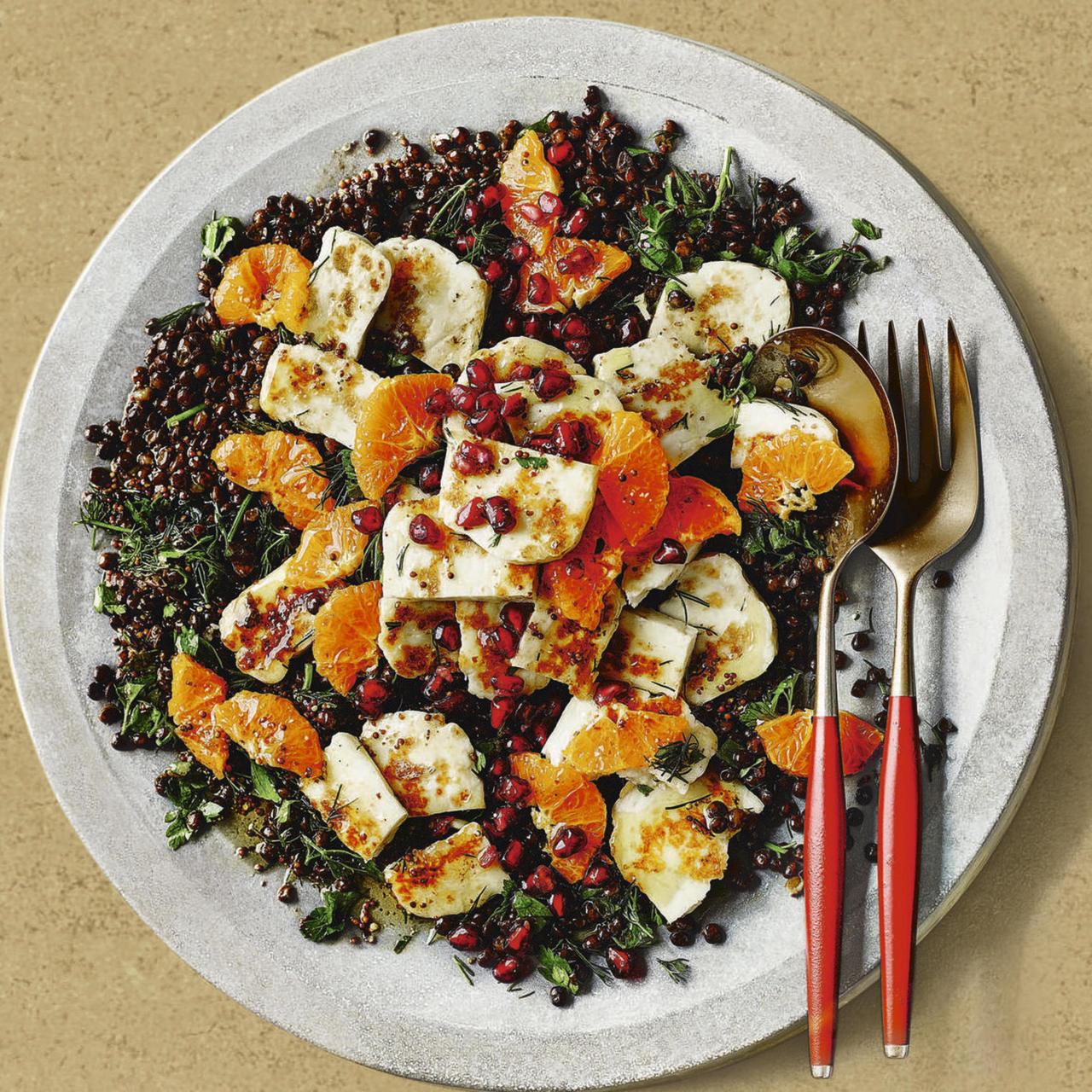WARM LENTIL, HALLOUMI AND CLEMENTINE SALAD